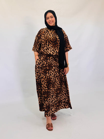 Leopard Maxi Skirt&Tunic Tee