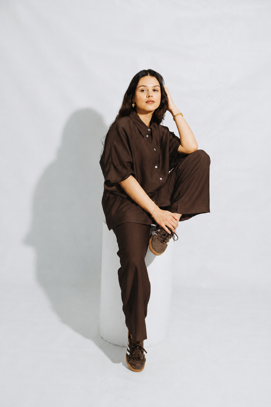 Brown Linen Co-Ord Set