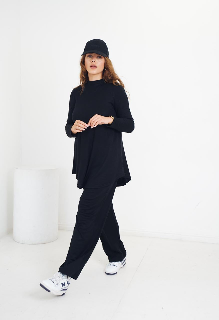 Black Knit Swing Top Set