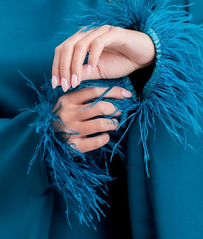 Brown - Feathered kaftan