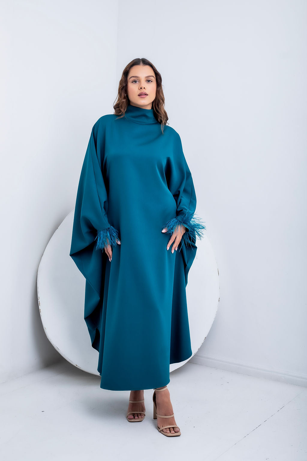 Brown - Feathered kaftan