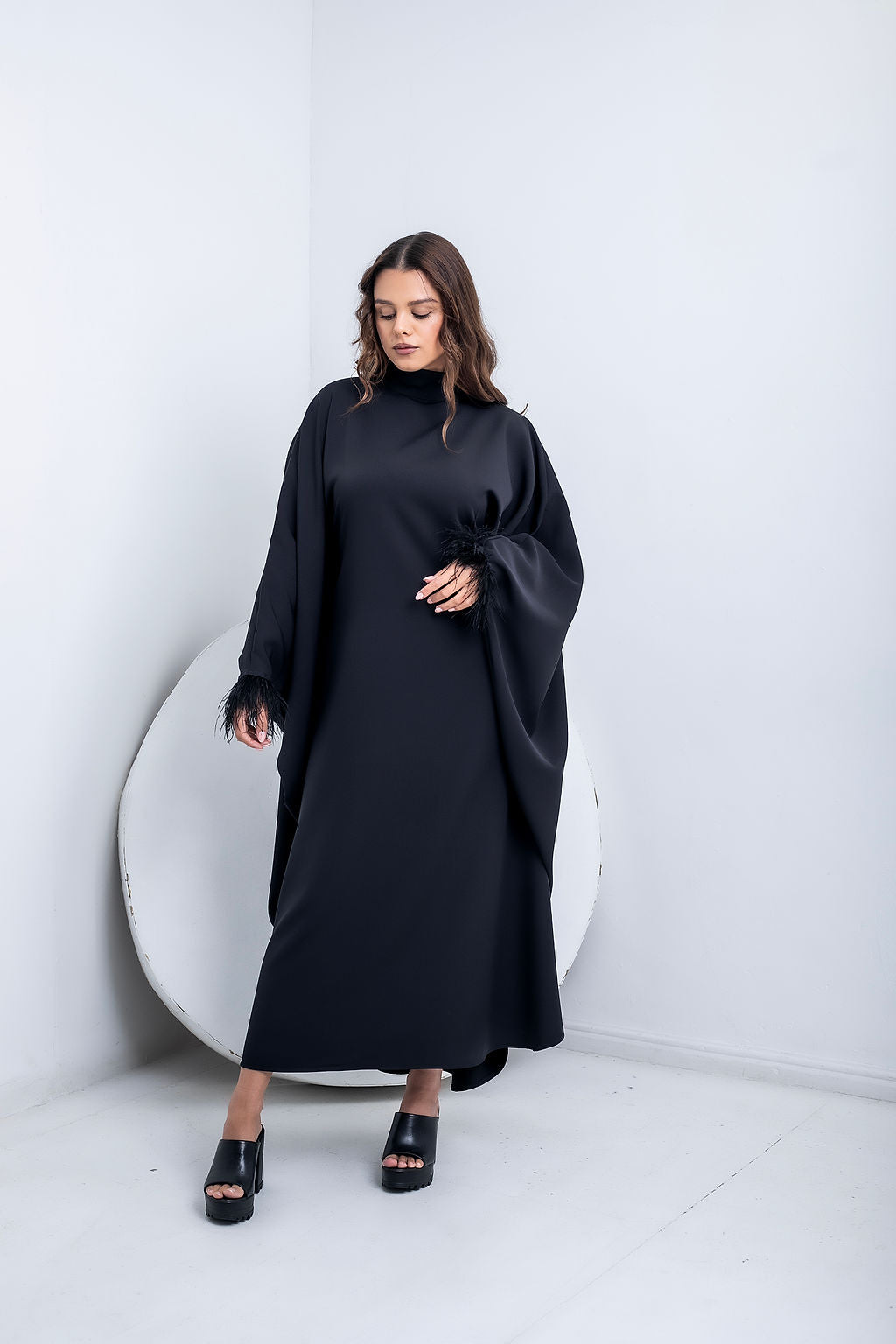 Pink-Feathered Kaftan