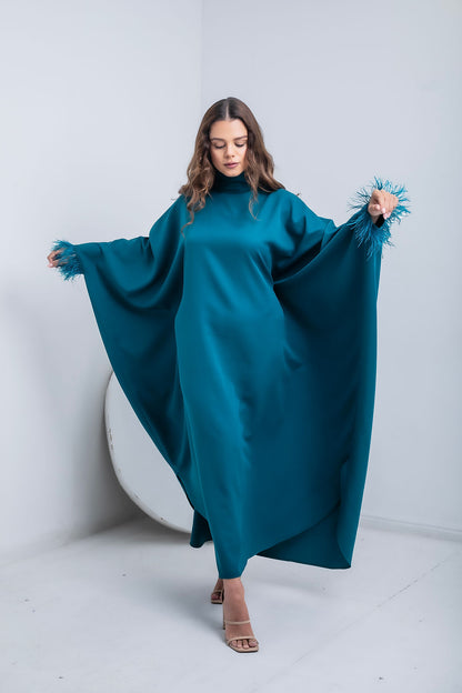 Brown - Feathered kaftan