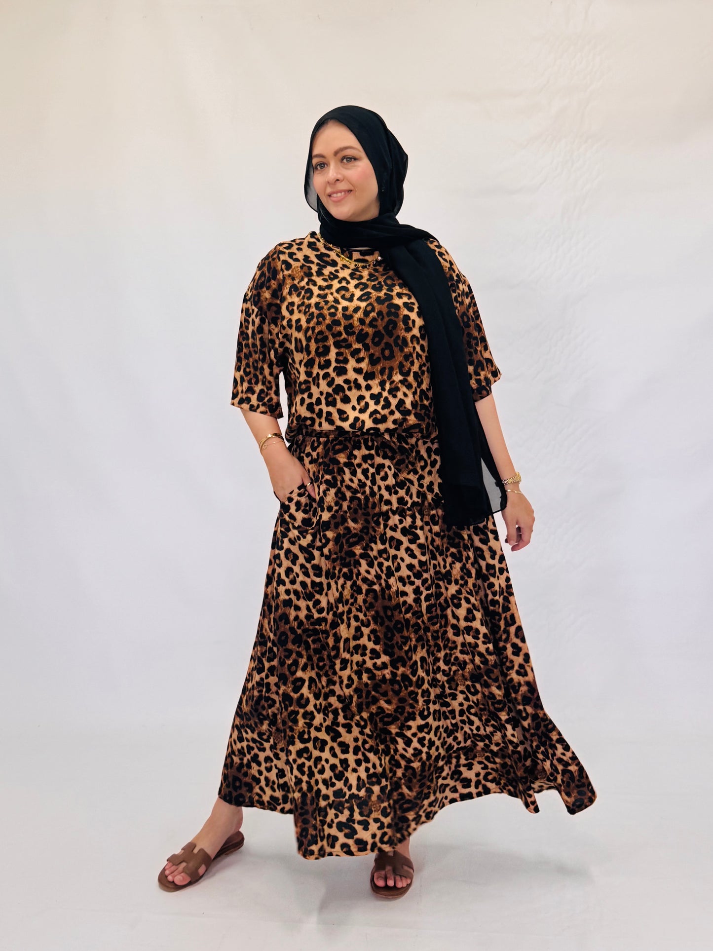 Leopard Maxi Skirt&Tunic Tee