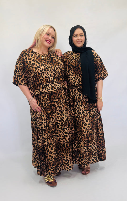 Leopard Maxi Skirt&Tunic Tee