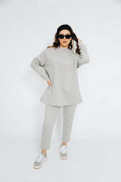 Grey Melange Crew Track Set