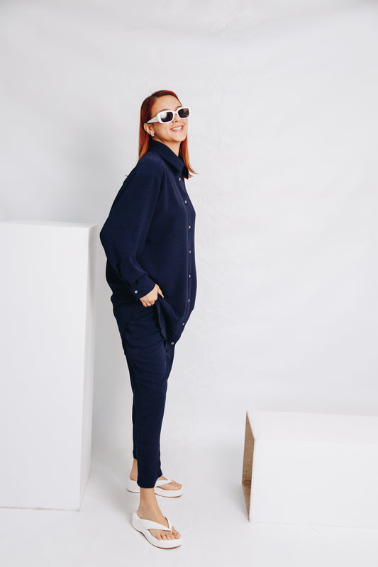 Navy Essential Shirt & Trousers