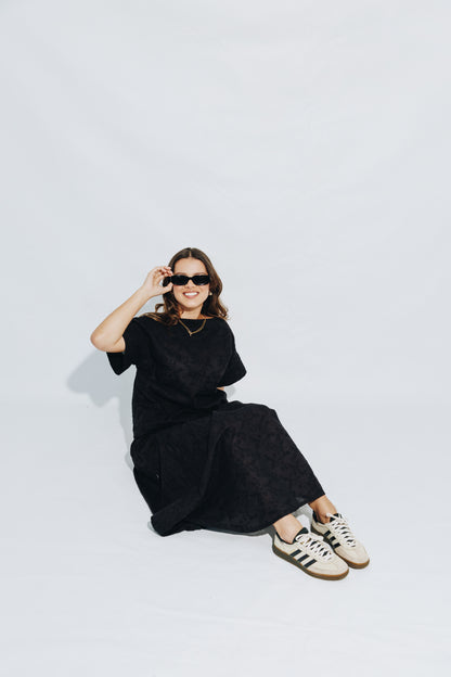 Black Anglaise Skirt & V-Neck Tunic Set