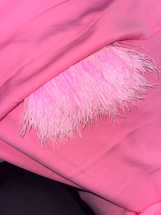 Pink-Feathered Kaftan
