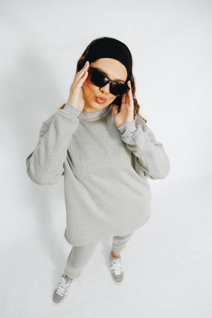 Grey Melange Crew Track Set
