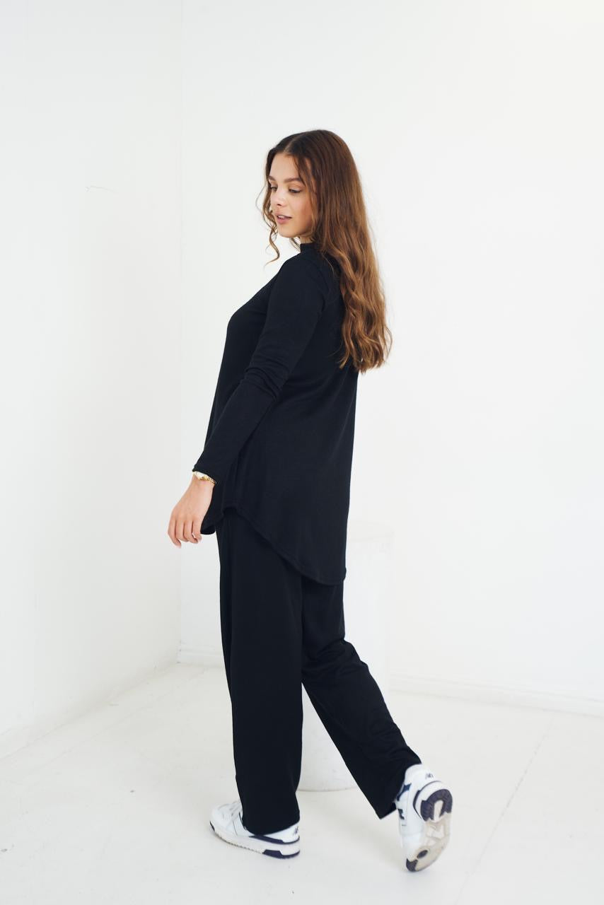 Black Knit Swing Top Set