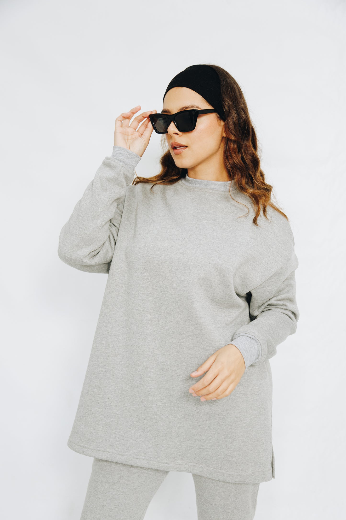 Grey Melange Crew Track Set