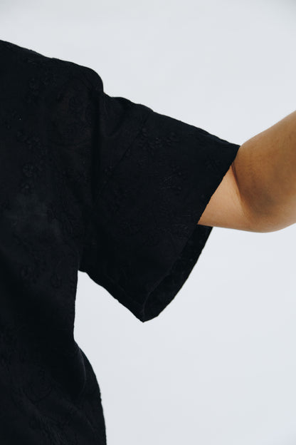 Black Anglaise Skirt & V-Neck Tunic Set