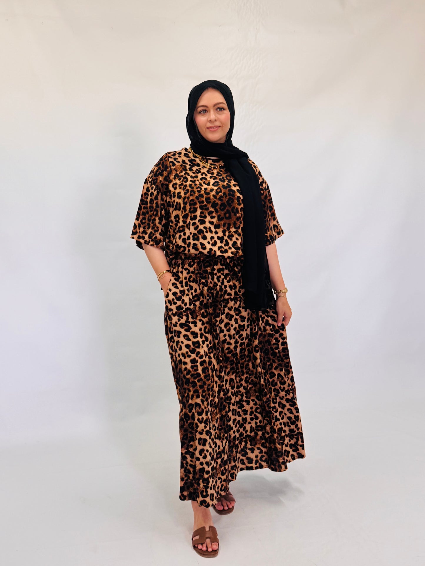 Leopard Maxi Skirt&Tunic Tee