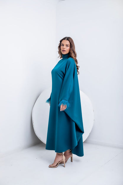 Brown - Feathered kaftan