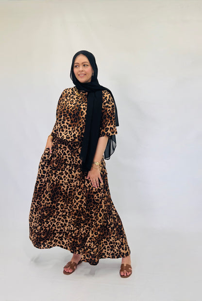 Leopard Maxi Skirt&Tunic Tee