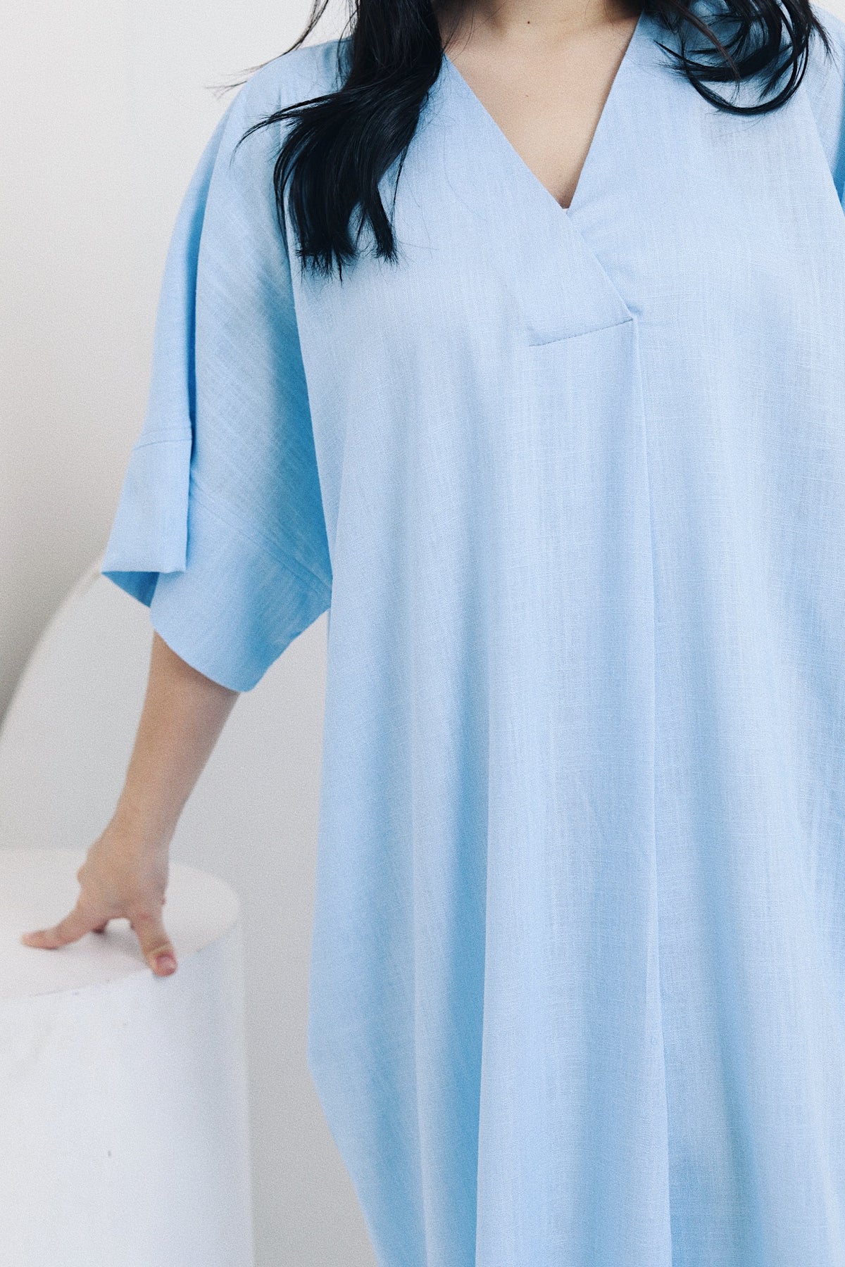 Blue Linen Blend Kaftan