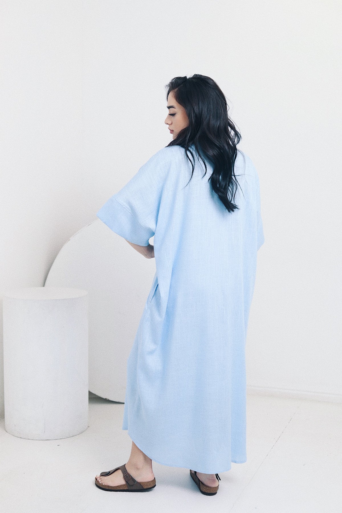 Blue Linen Blend Kaftan