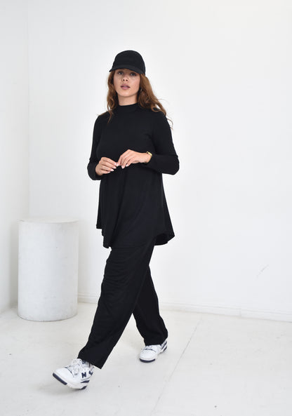 Black Knit Swing Top Set