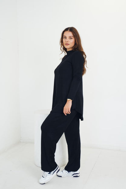 Black Knit Swing Top Set