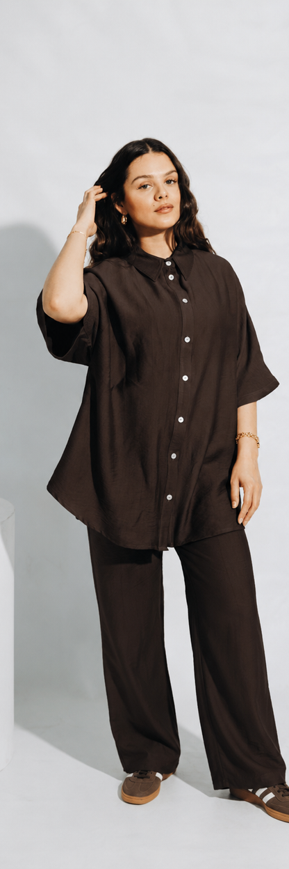 Brown Linen Co-Ord Set