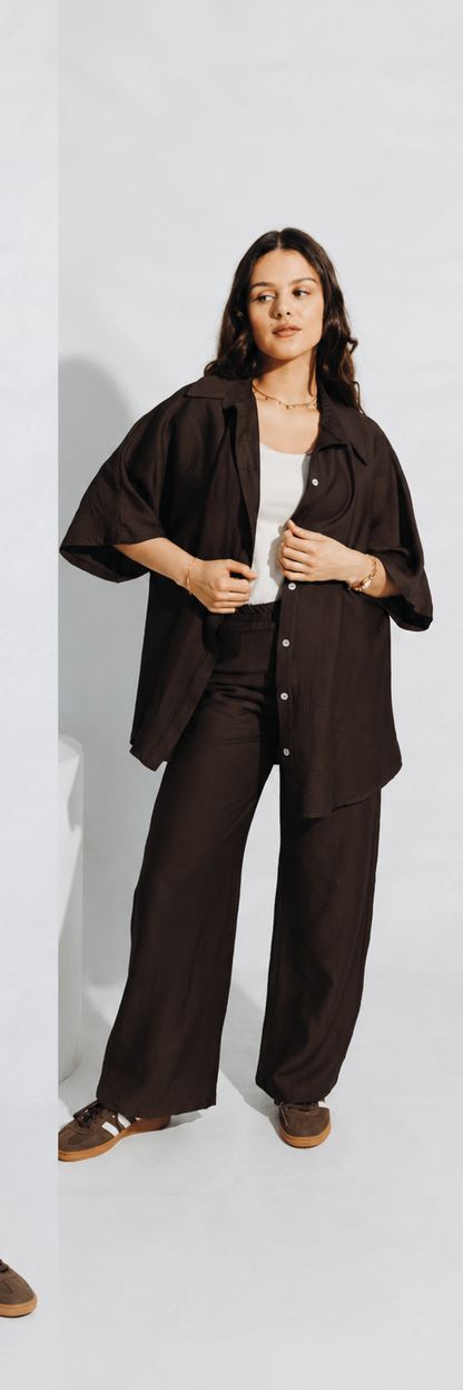 Brown Linen Co-Ord Set