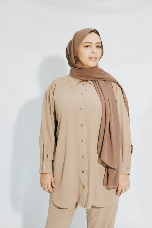 Beige Essential Shirt&Trouser